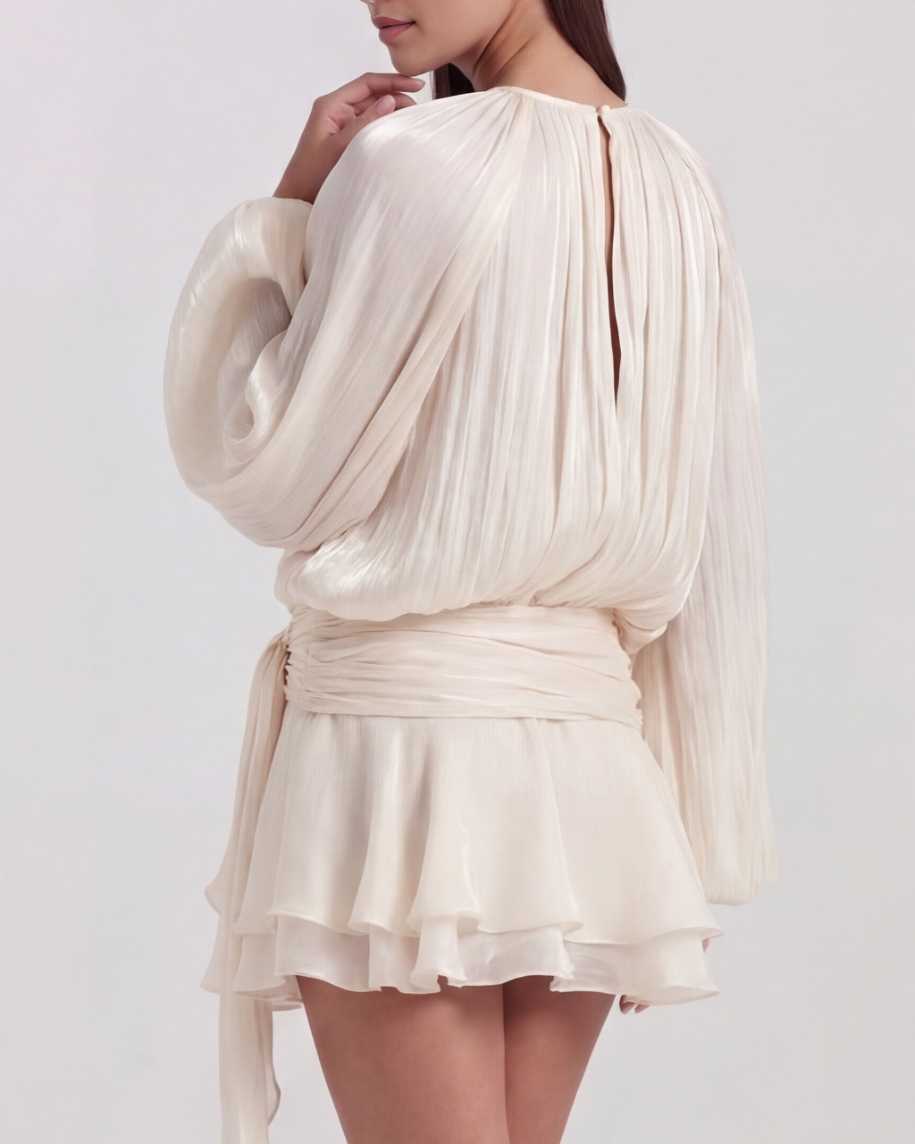 Giovanna Cream Long-Sleeve Mini Dress