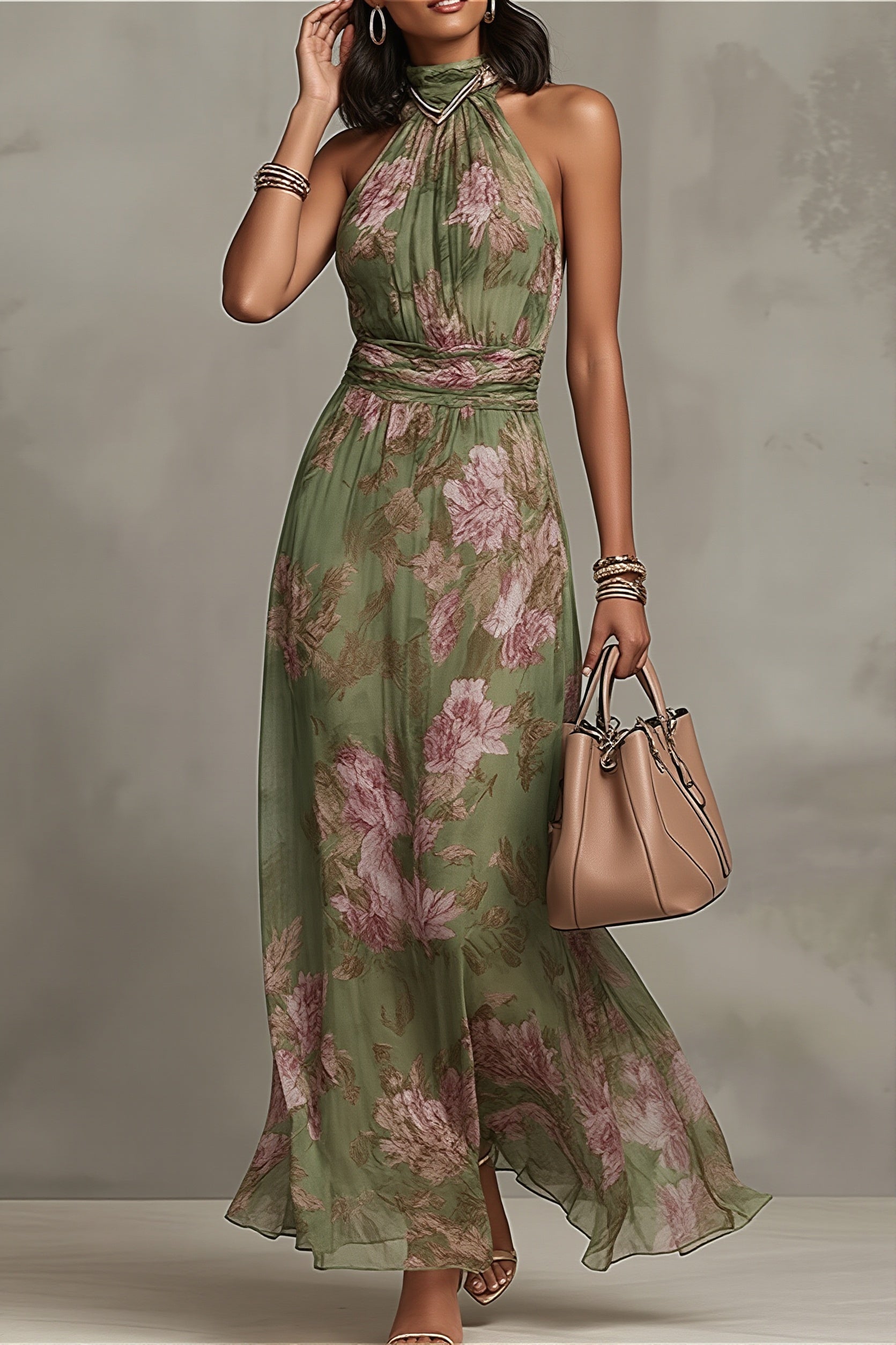 Floral Halter Maxi Dress