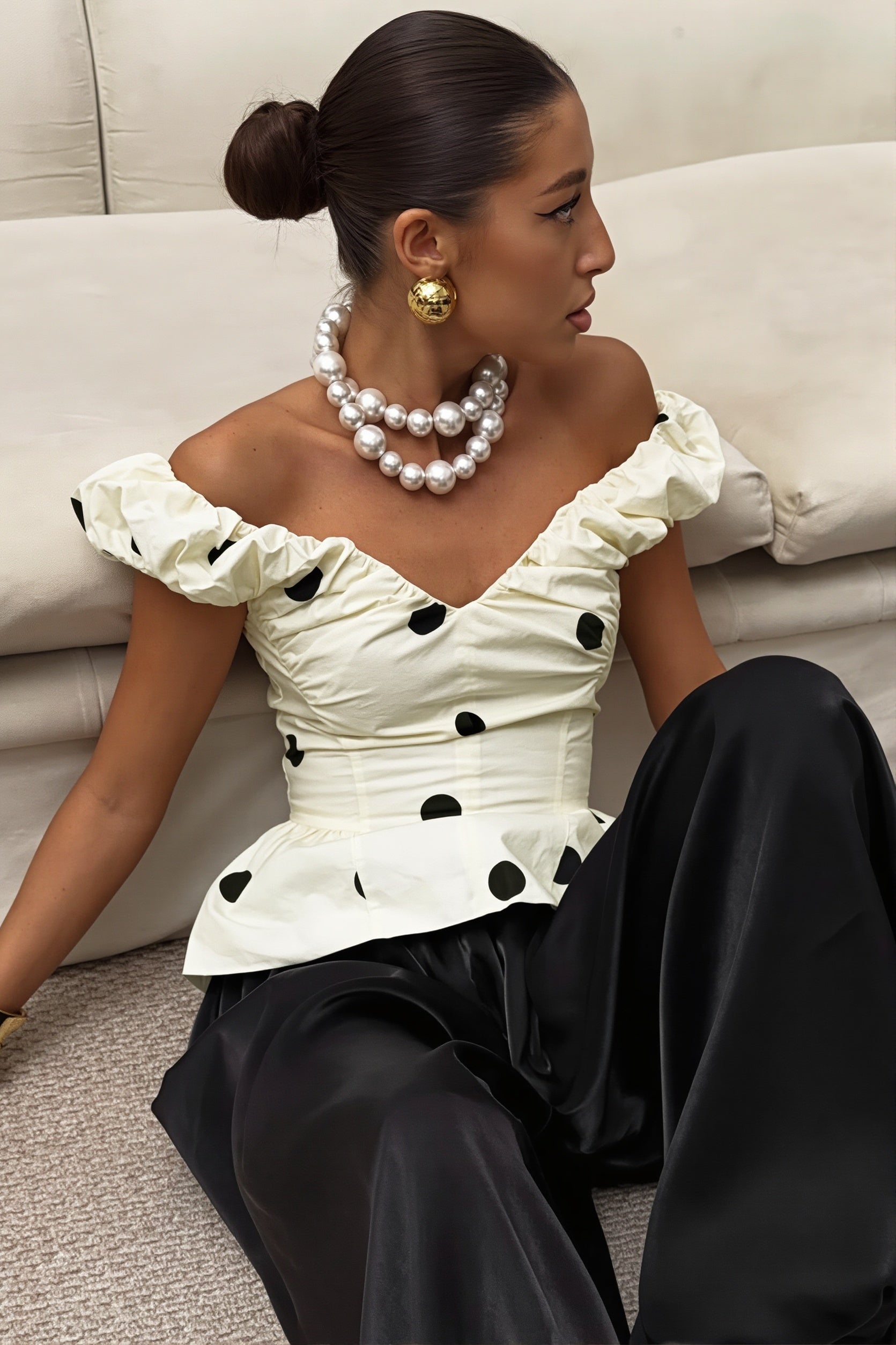 Ruffled Polka Dot Blouse