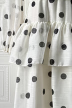 Sheer Polka Dot Long-Sleeve Maxi Dress
