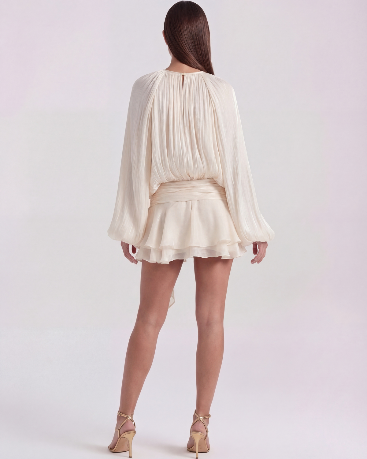Giovanna Cream Long-Sleeve Mini Dress