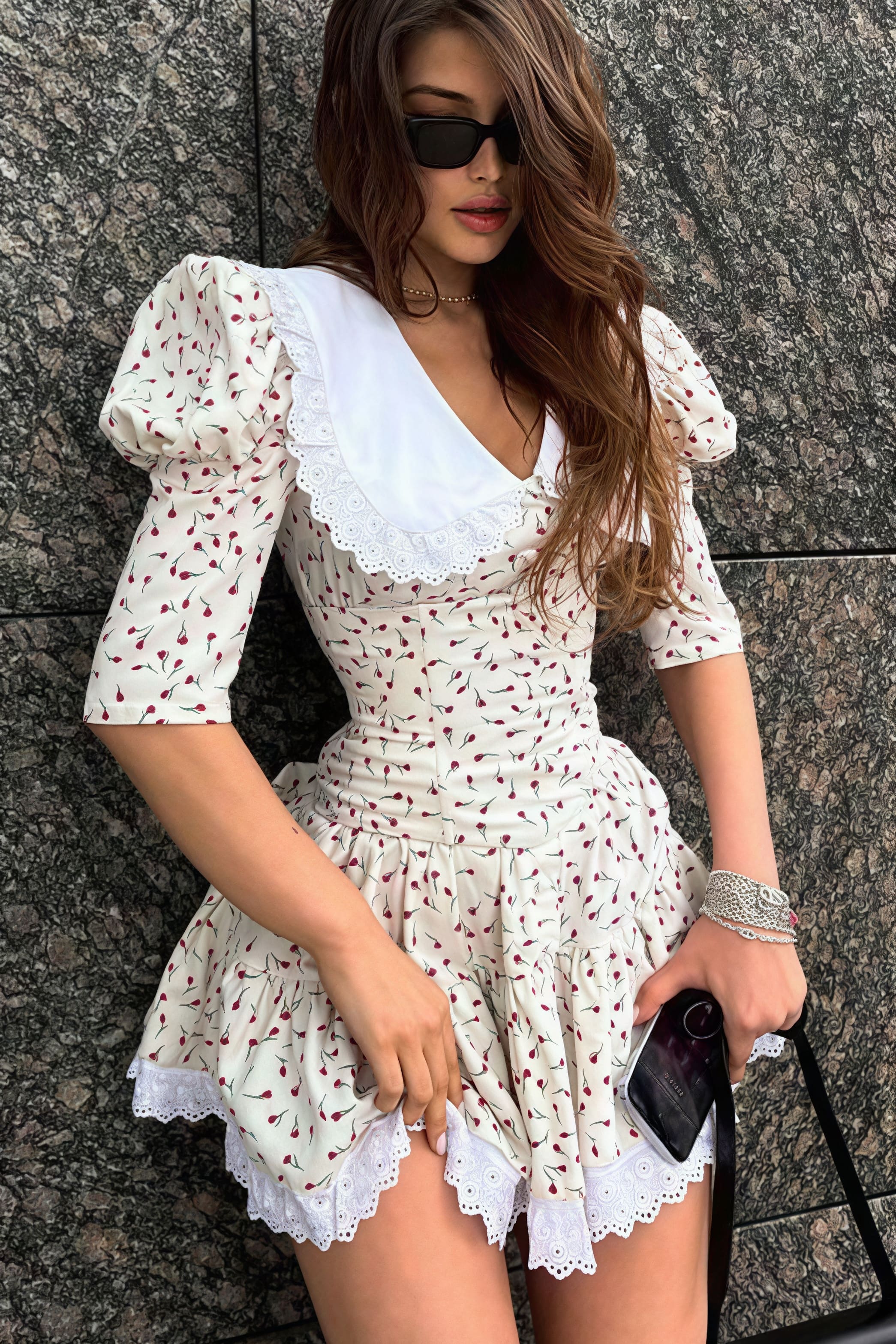Floral Peter-Pan Collar Mini Dress
