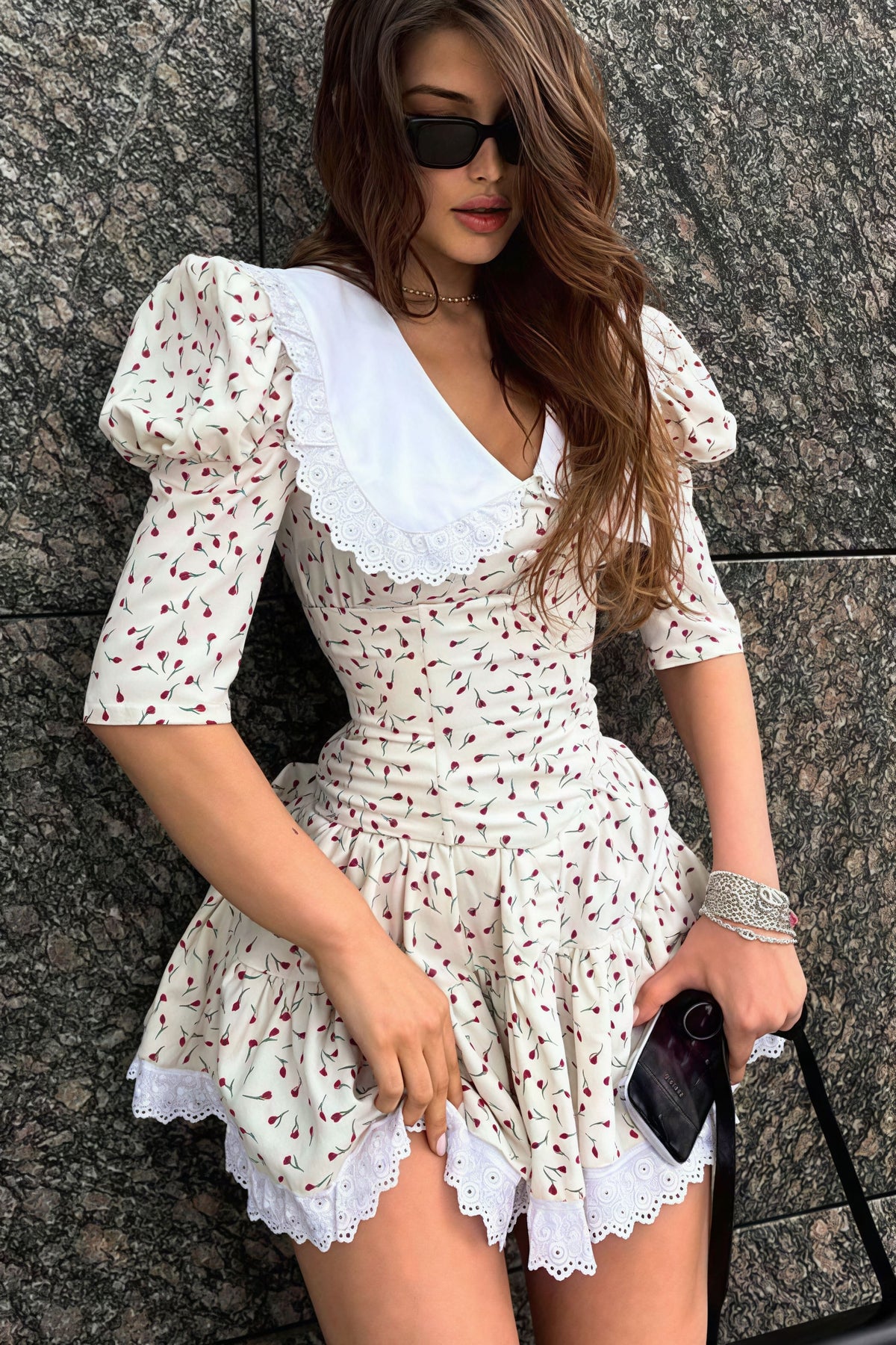 Floral Peter-Pan Collar Mini Dress