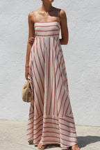 Striped High-Waist Cami Boho Dress