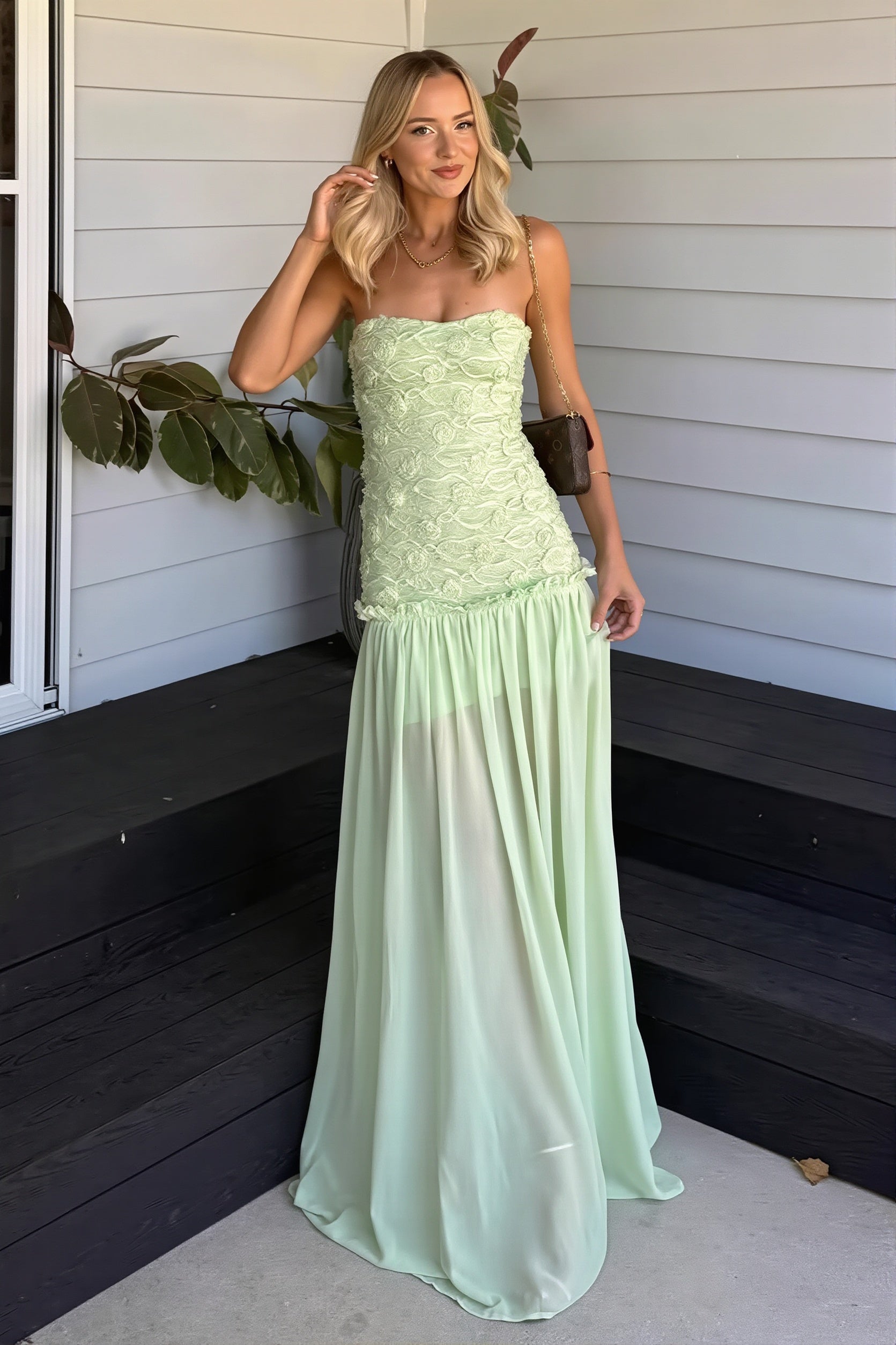 Floral Chiffon Bandeau Cami Maxi Dress