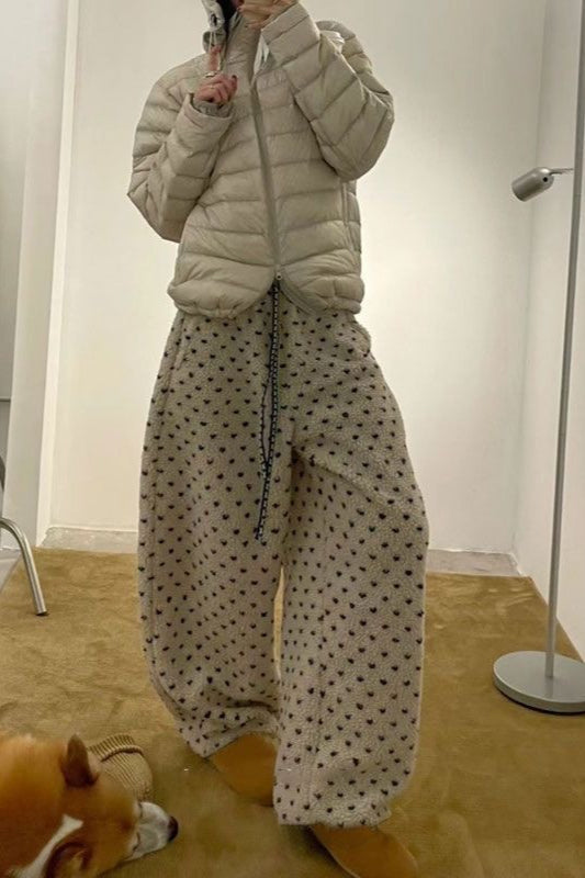 Polka Dot Fleece Drawcord Pants