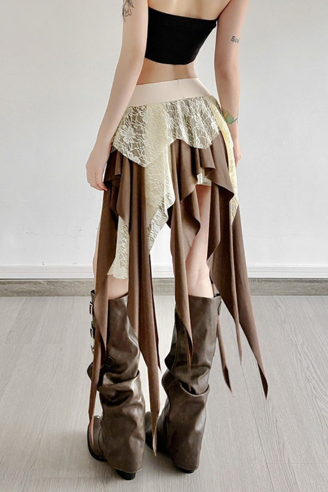 Color-Block Drape Asymmetric Skirt