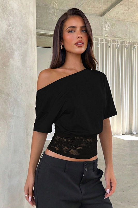 Off-Shoulder Lace Crop Top