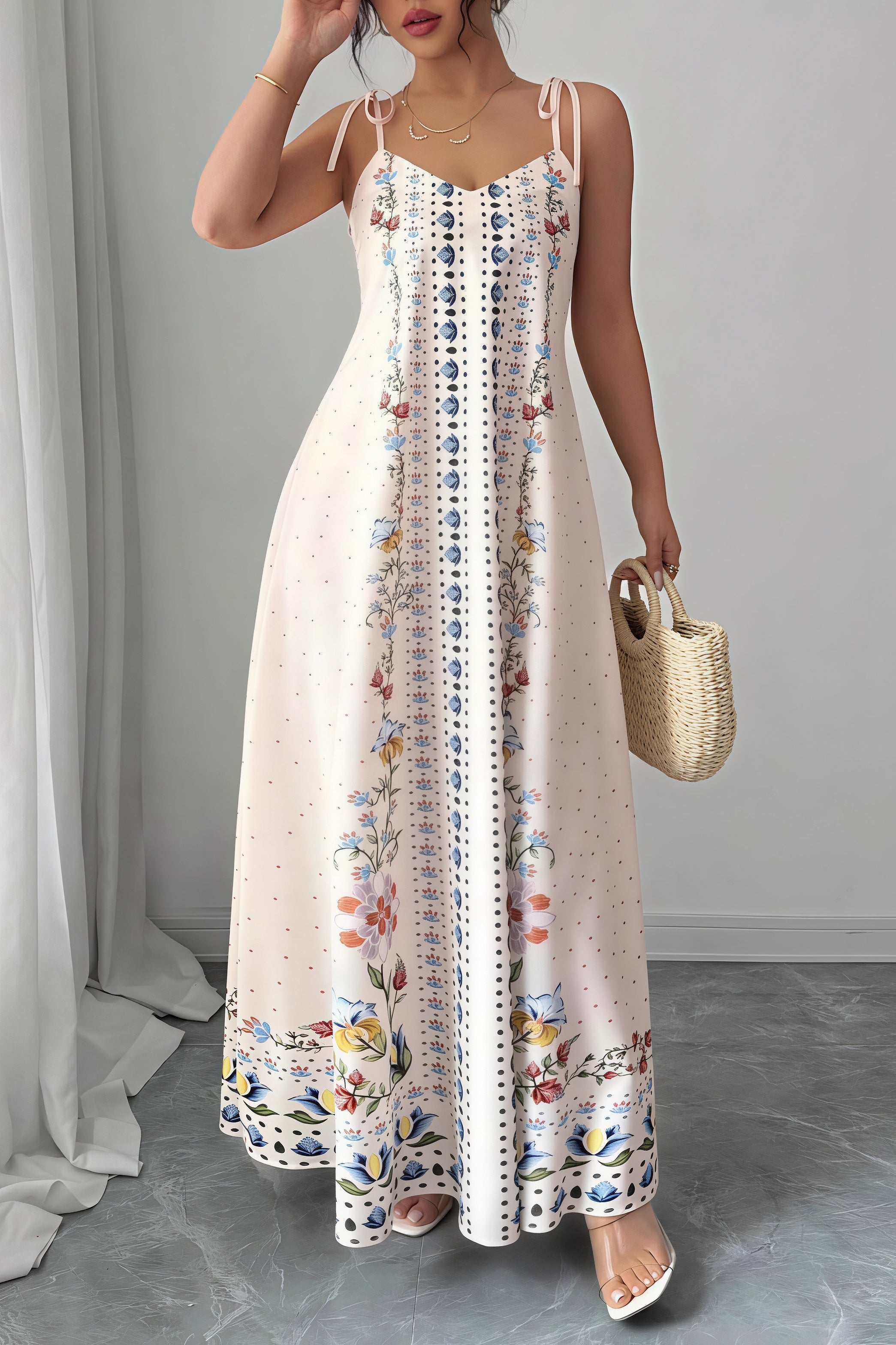 Floral Spaghetti-Strap Maxi Dress