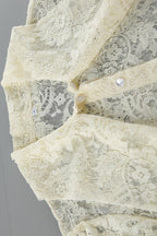 Sheer Lace Tie Long-Sleeve Blouse