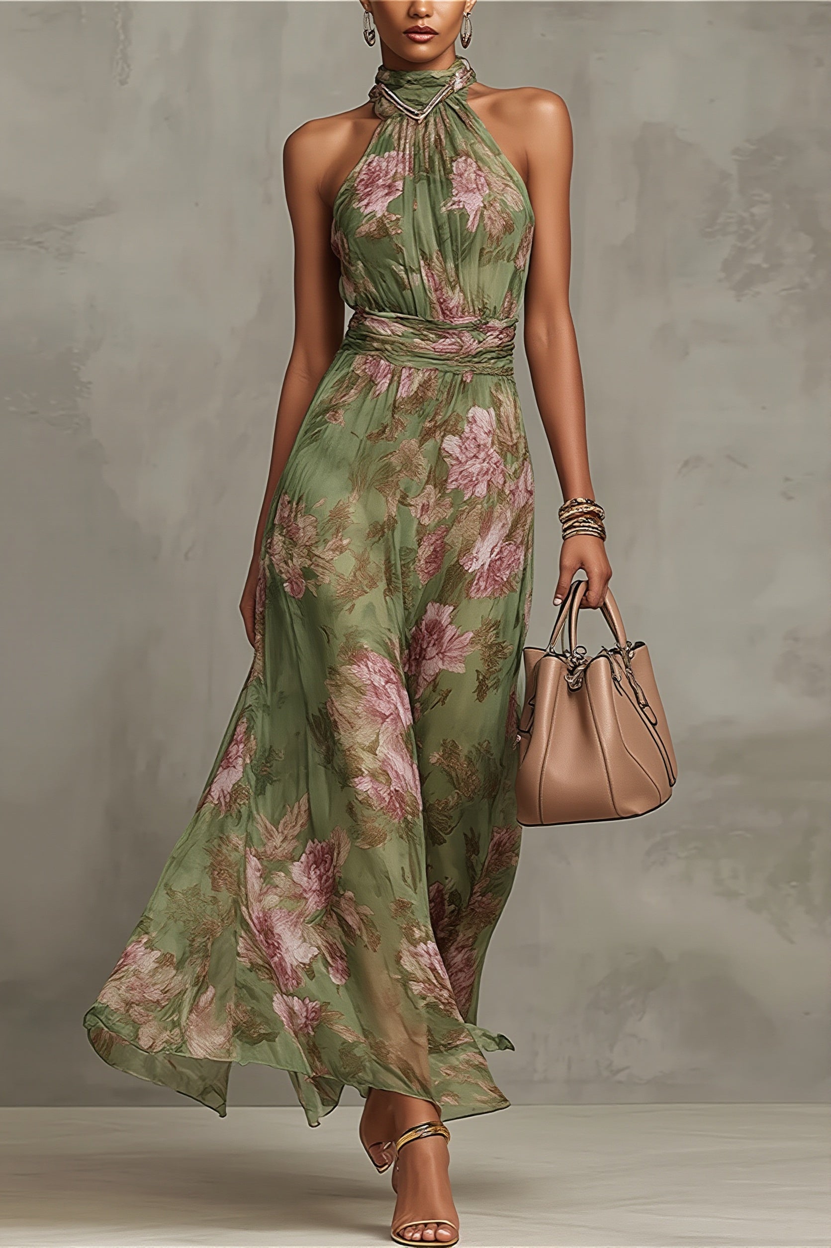 Floral Halter Maxi Dress