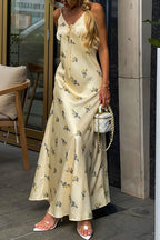 V-Neck Lace-Insert Cami Maxi Dress