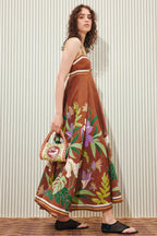 Floral-Stripe Casual Boho Dress