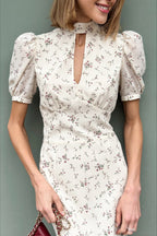 Floral Deep-V Bodycon Maxi Dress