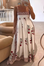 Floral High-Waist Swing Boho Dress