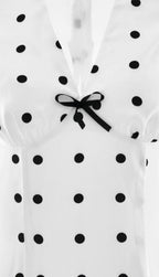 French Polka Dot V-Neck Bodycon Maxi Dress