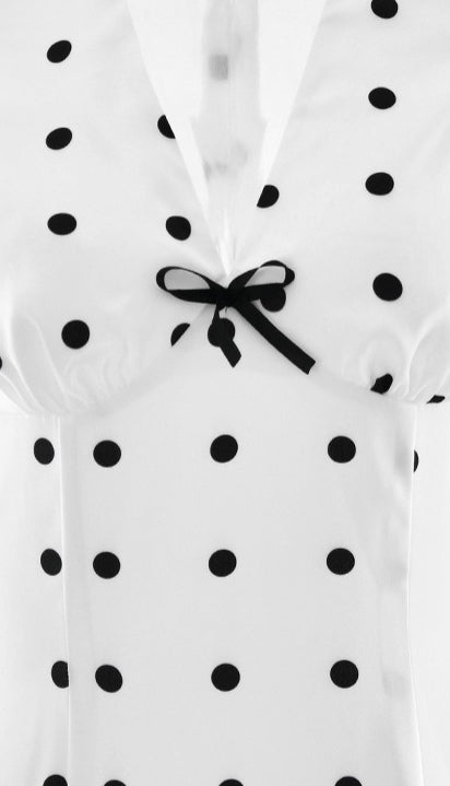 French Polka Dot V-Neck Bodycon Maxi Dress