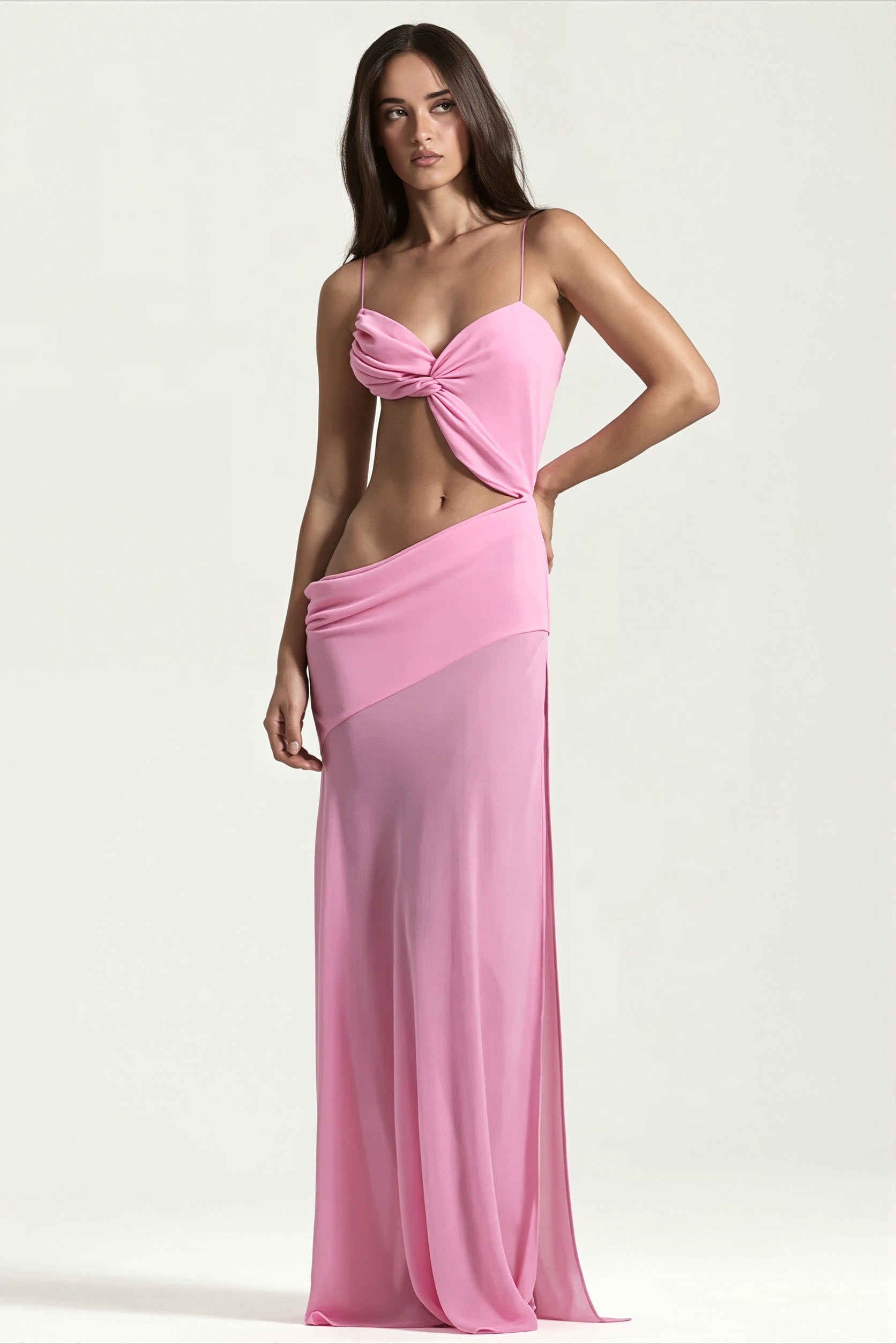 Asymmetric Split Cami Cutout Maxi Dress
