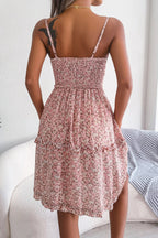 Floral Halter Ruffle Backless Midi Dress