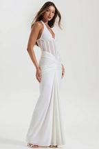 Tie-Back Ruched Bodycon Maxi Dress