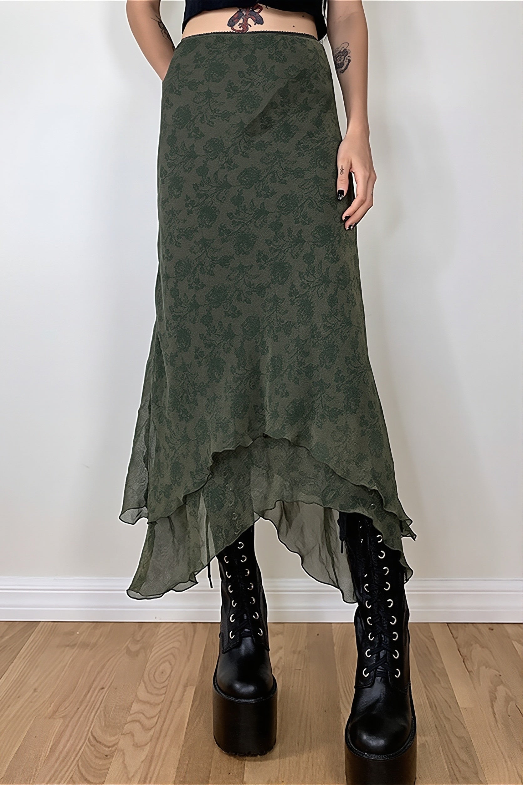 Floral Chiffon Maxi Skirt