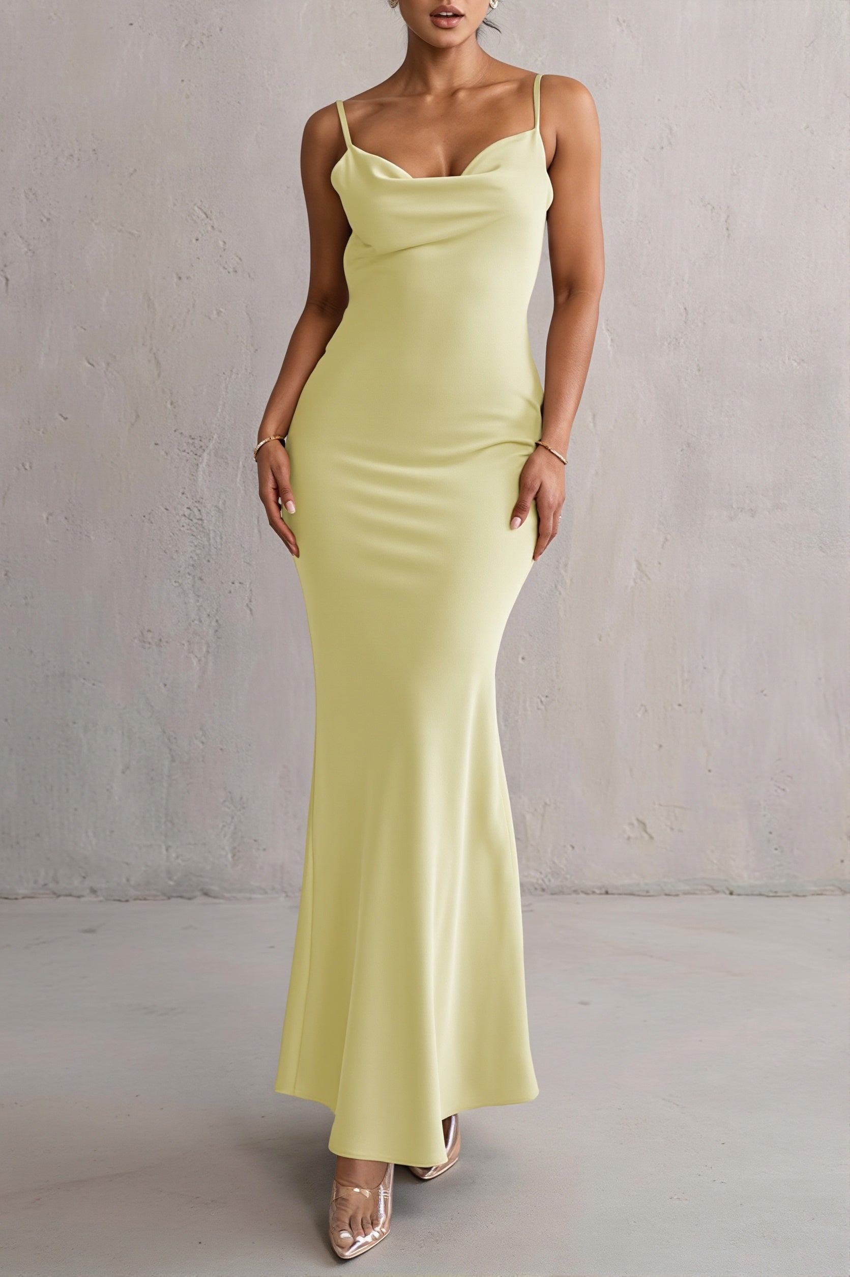3D-Flower Cami Open-Back Maxi Dress
