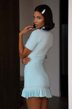 Ribbed Short-Sleeve Mini Dress
