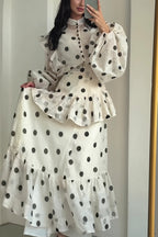 Sheer Polka Dot Long-Sleeve Maxi Dress