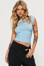 Asymmetric Ruched Slim Blouse