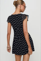 Polka Dot Mesh A-Line Mini Dress