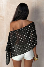 Chiffon Polka Dot Asymmetric Blouse