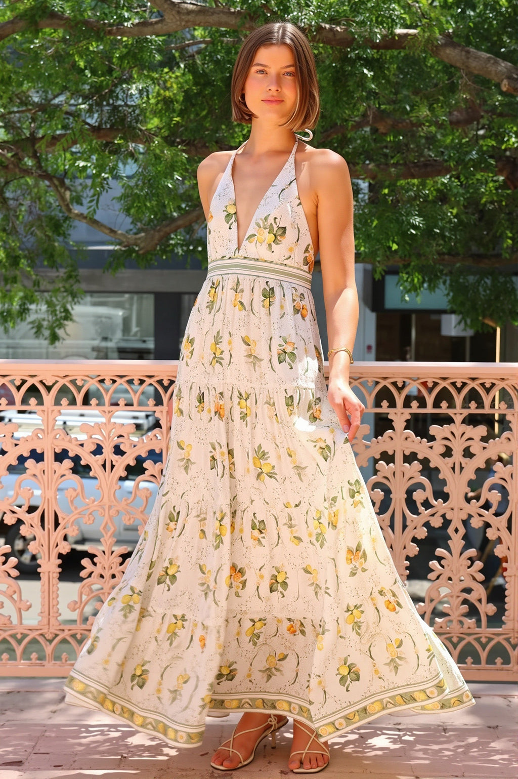 Deep-V Halter Backless Boho Dress