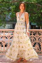 Deep-V Halter Backless Boho Dress