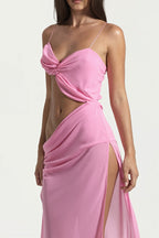 Asymmetric Split Cami Cutout Maxi Dress