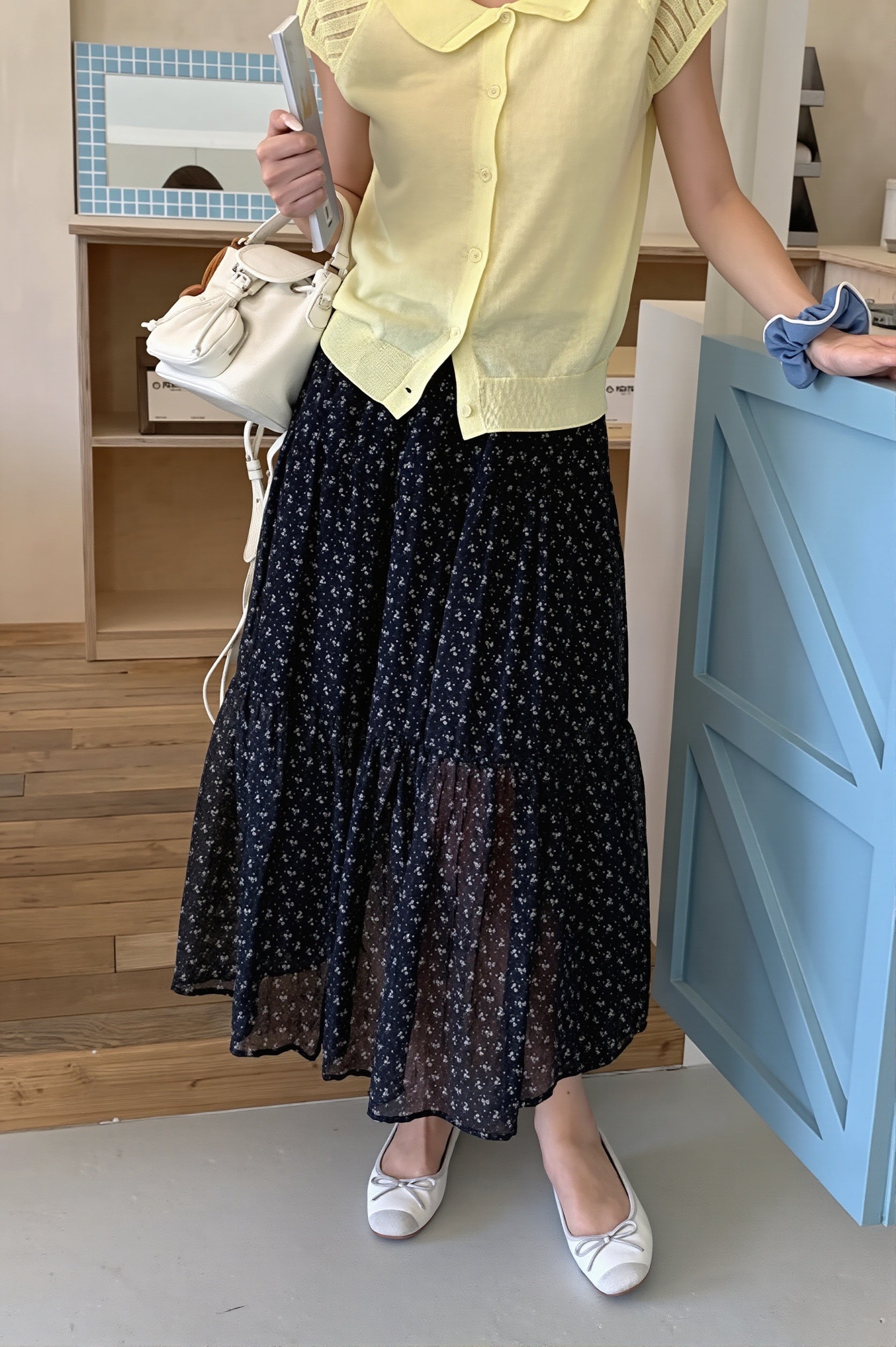 Floral Drawstring Flowy Skirt
