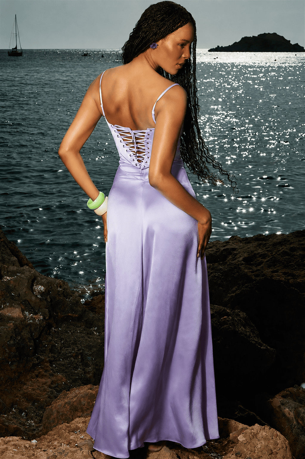 Jacquard Satin Cami Maxi Dress