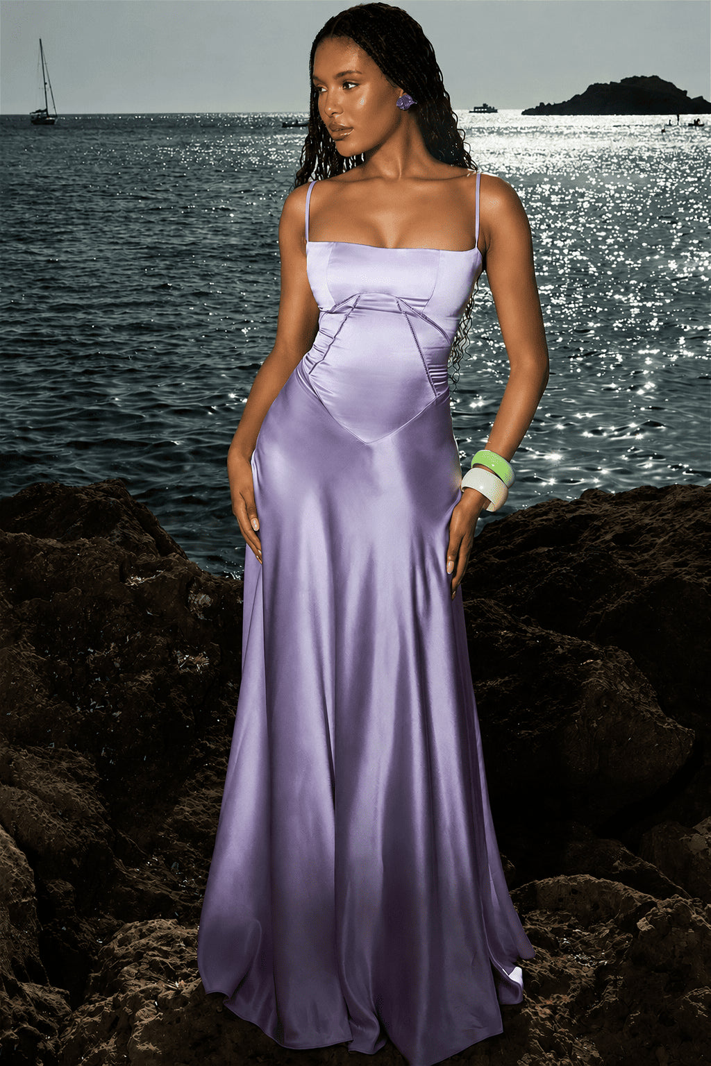 Jacquard Satin Cami Maxi Dress