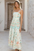 Floral Linen Swing Boho Dress