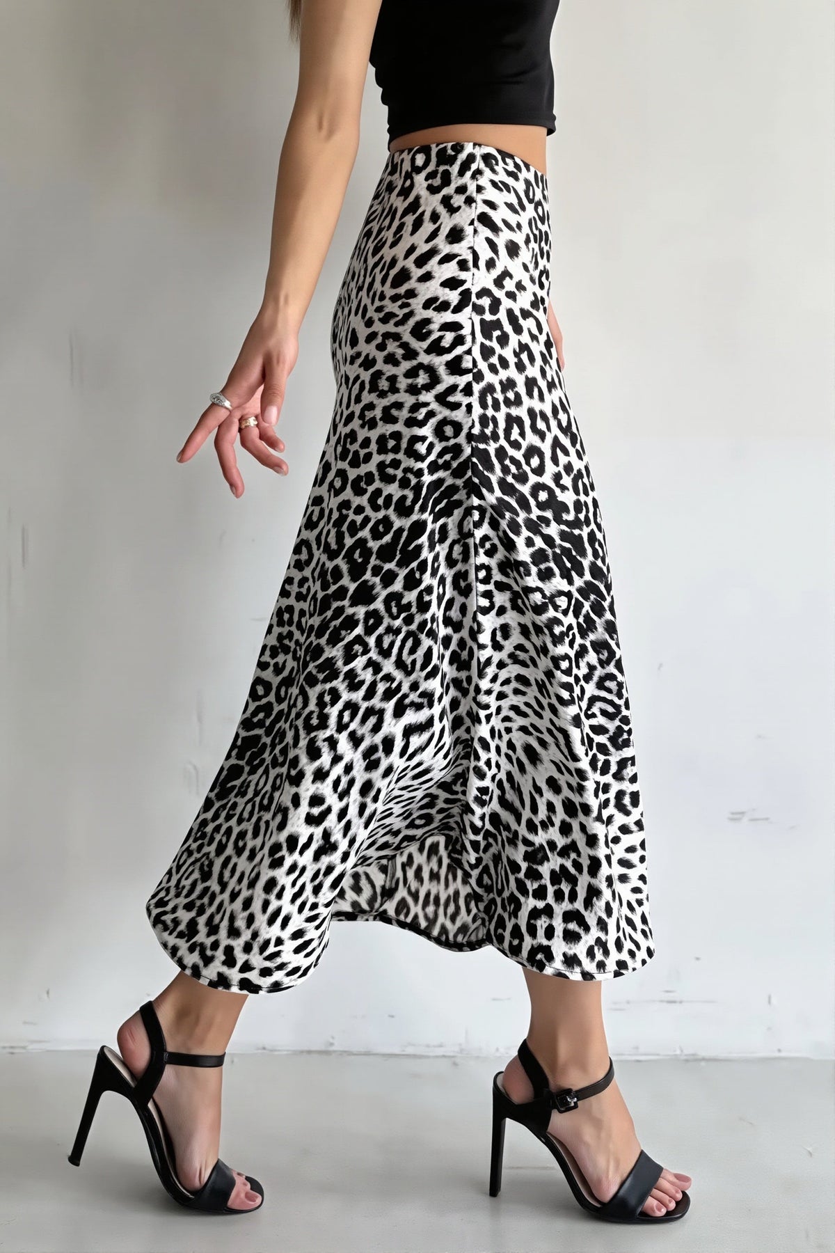 Satin Leopard Maxi Skirt