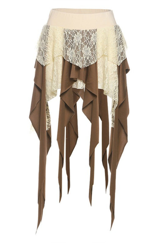 Color-Block Drape Asymmetric Skirt