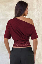Off-Shoulder Lace Crop Top