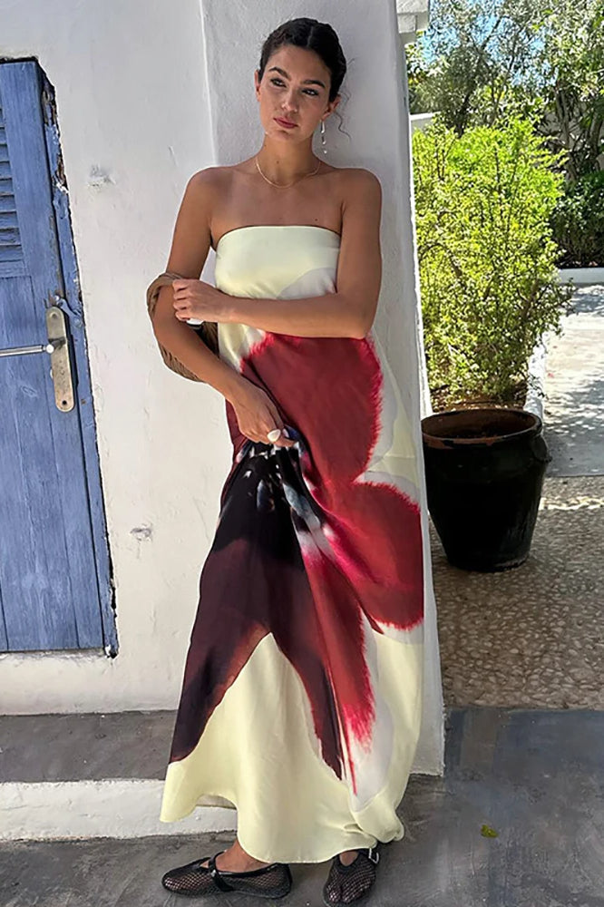 Floral Loose Backless Maxi Dress