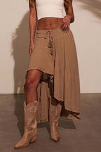 Elastic-Waist Asymmetric Skirt