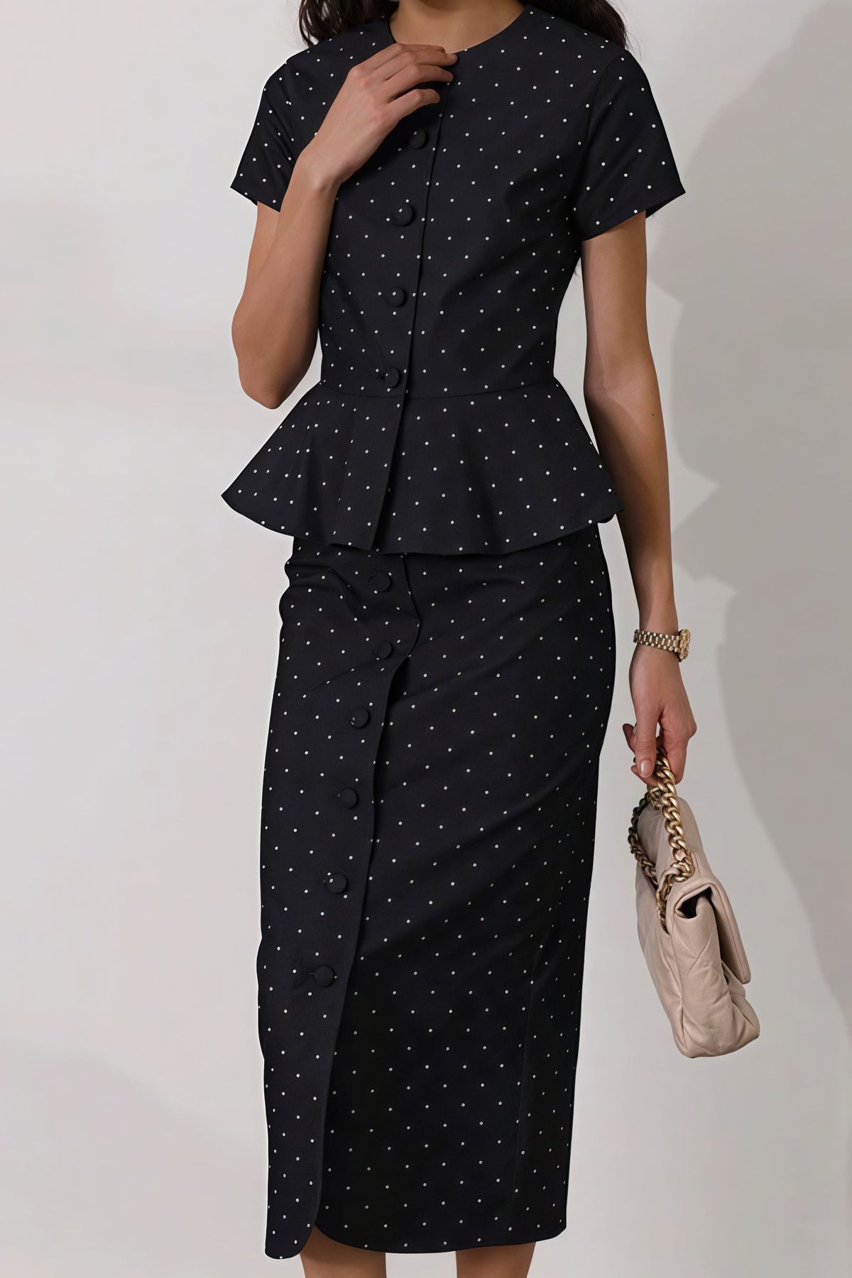 Polka Dot Bodycon Skirt Set