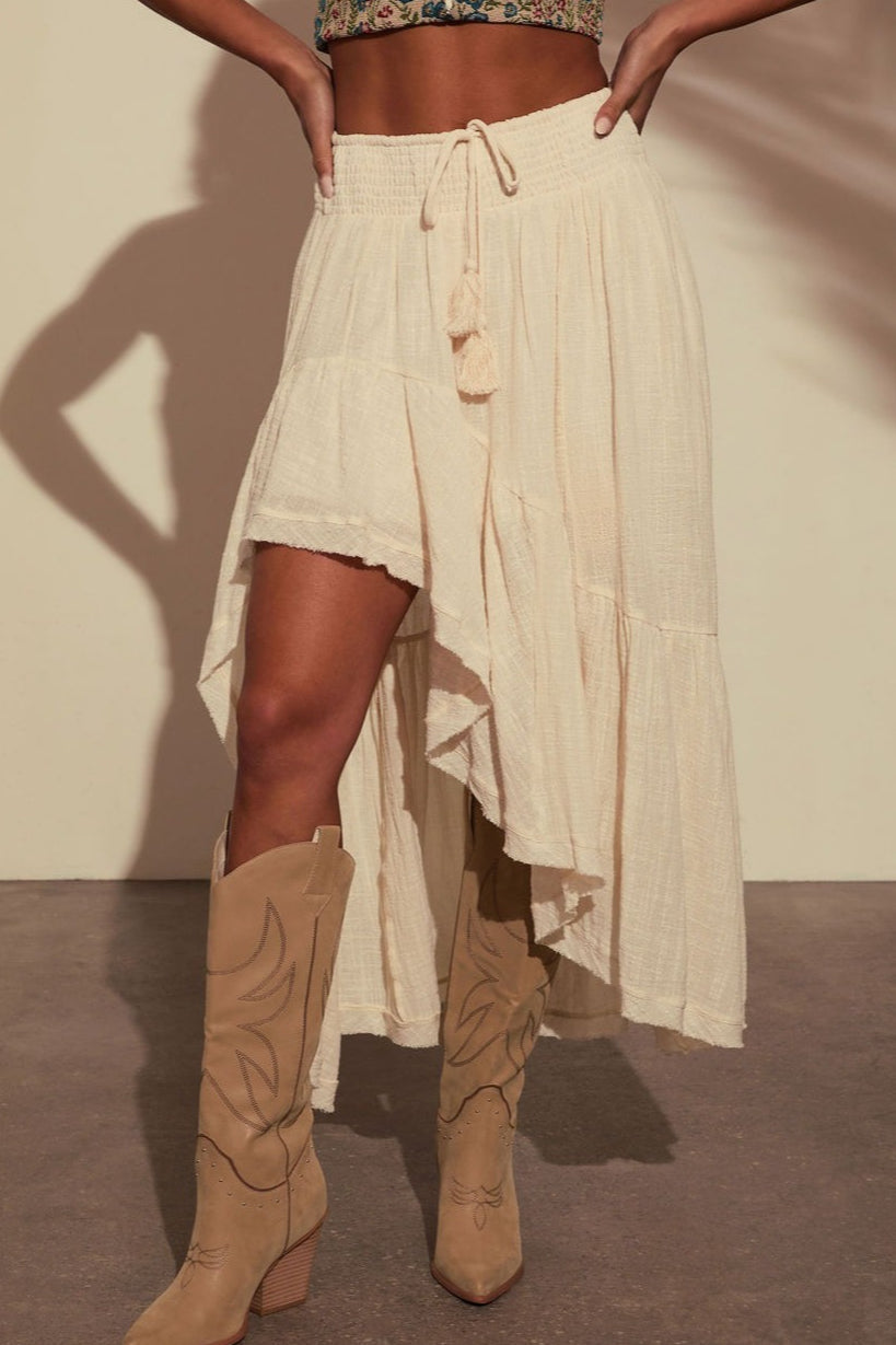 Elastic-Waist Asymmetric Skirt