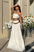 High-Rise Layered Flowy Skirt