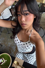 Polka Dot Halter Crop Skirt Set