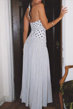 Polka Dot Lace Square-Neck Cami Maxi Dress