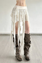 Color-Block Drape Asymmetric Skirt