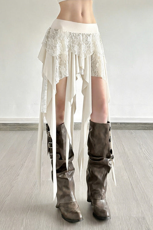 Color-Block Drape Asymmetric Skirt